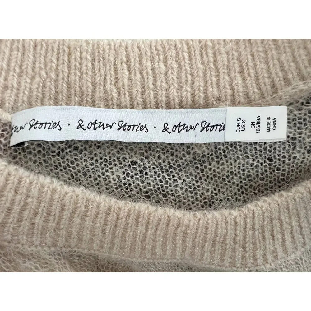 & Other Stories Ivory Mohair Wool Long Sleeve Round Neck Tunic Women's Sweater S
